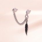 Feather Chain Double Stud Earring