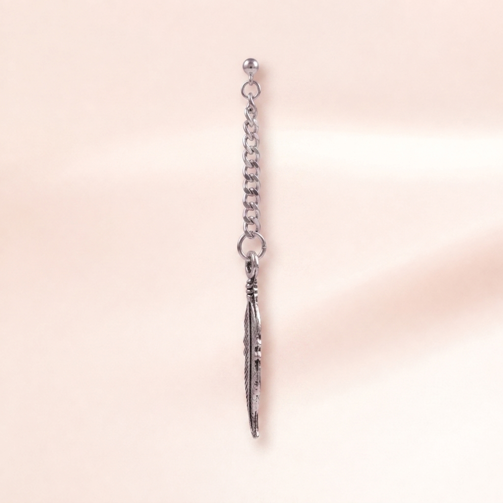 Feather Chain Double Stud Earring