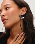 Ribbon & Pearl Cluster Earrings