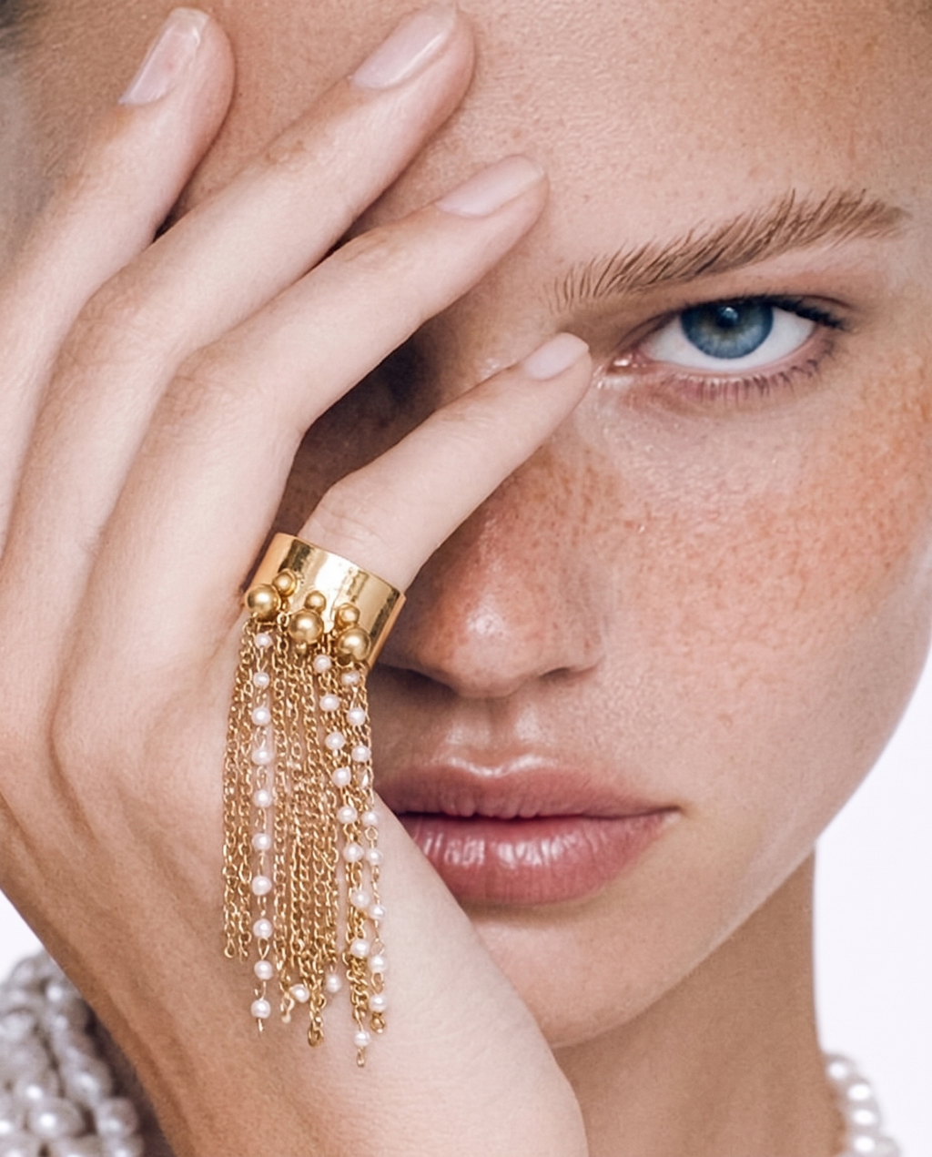 Cascade Pearl Fringe Ring