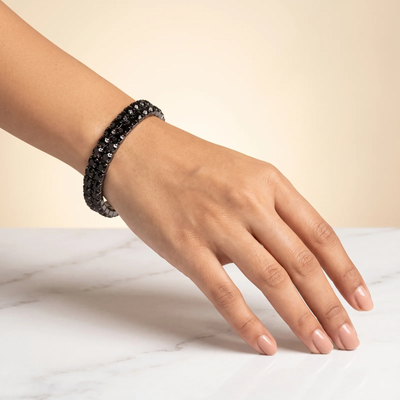 Silver Pavé Black Onyx Bangle