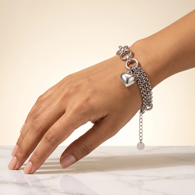 Puffy Heart Chain Bracelet