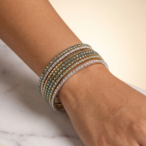 Two-Tone Iridescent Crystal Stretch Bracelet