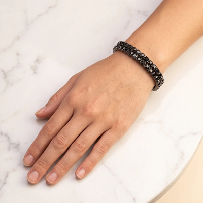 Gunmetal Black Crystal Double-Row Tennis Bracelet