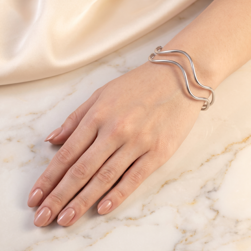 Wave Wire Cuff Bracelet