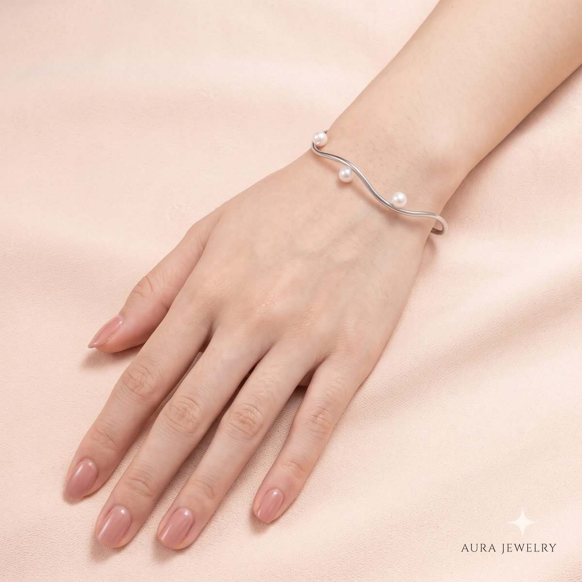 Wave Pearl Cuff Bracelet