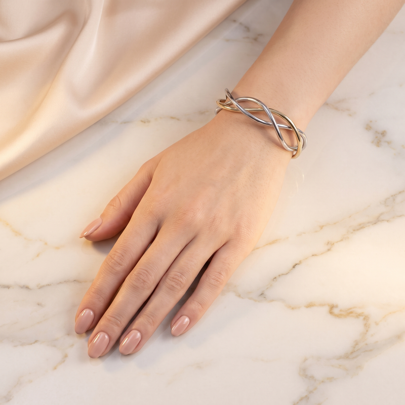 Two-Tone Woven Cuff Bracelet