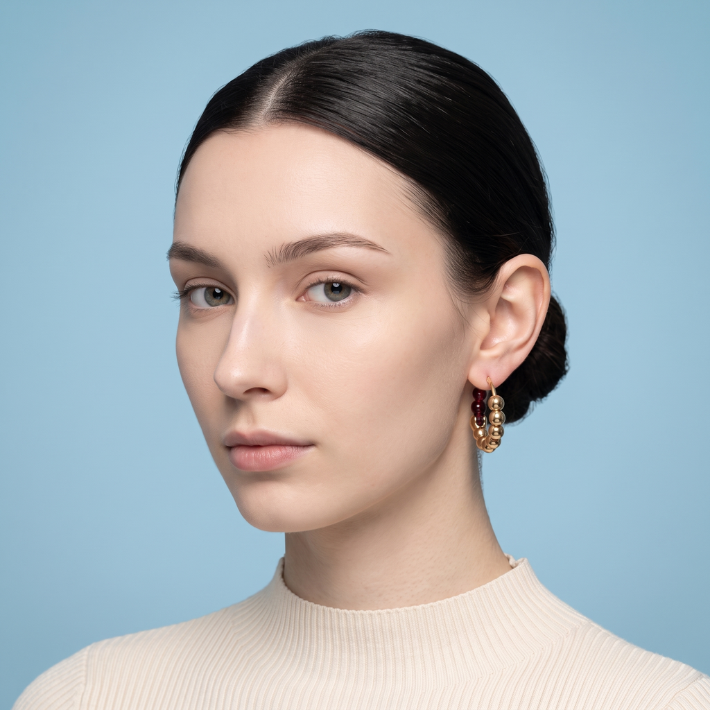 Ruby Luxe Beaded Hoops