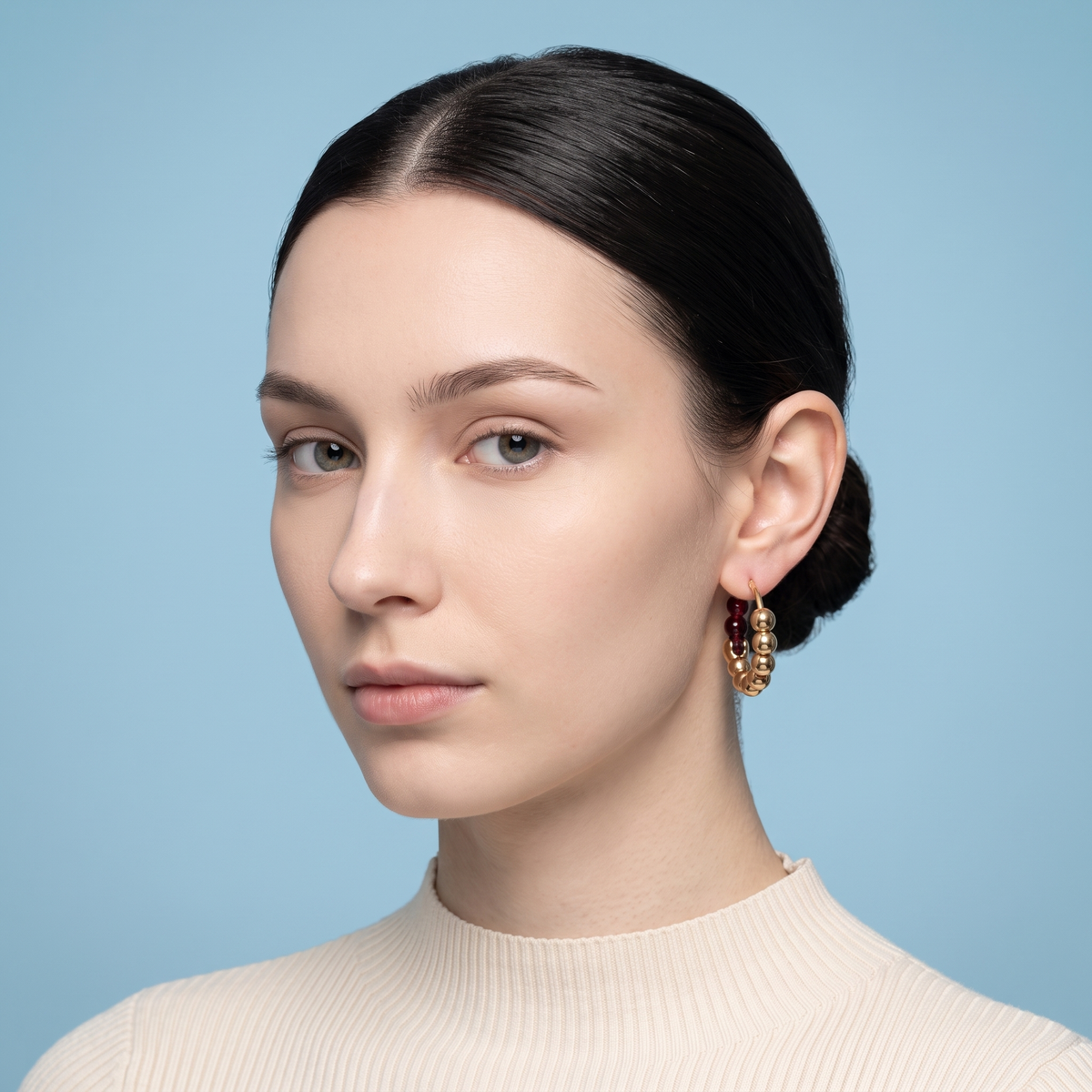 Ruby Luxe Beaded Hoops