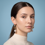 Twisted Gold Hoop Pearl Drop Earrings