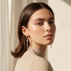 Gold Hoop Pearl Drop Earrings | Vybe Global Store - Image 7