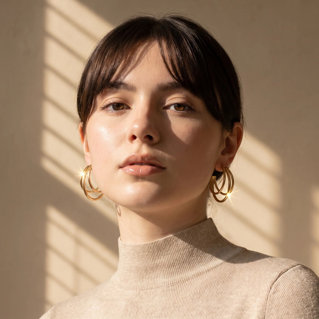 Gold Layered Wire Hoop Earrings | Vybe Global Store - Image 7