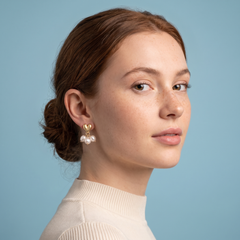 Pearl Cluster Heart Stud Earrings