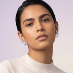 Silver Floral Pearl Stud Earrings | Vybe Global Store - Image 7
