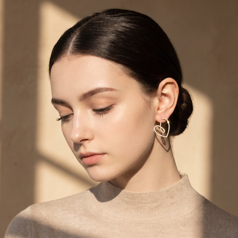Open Heart Loop Hoop Earrings