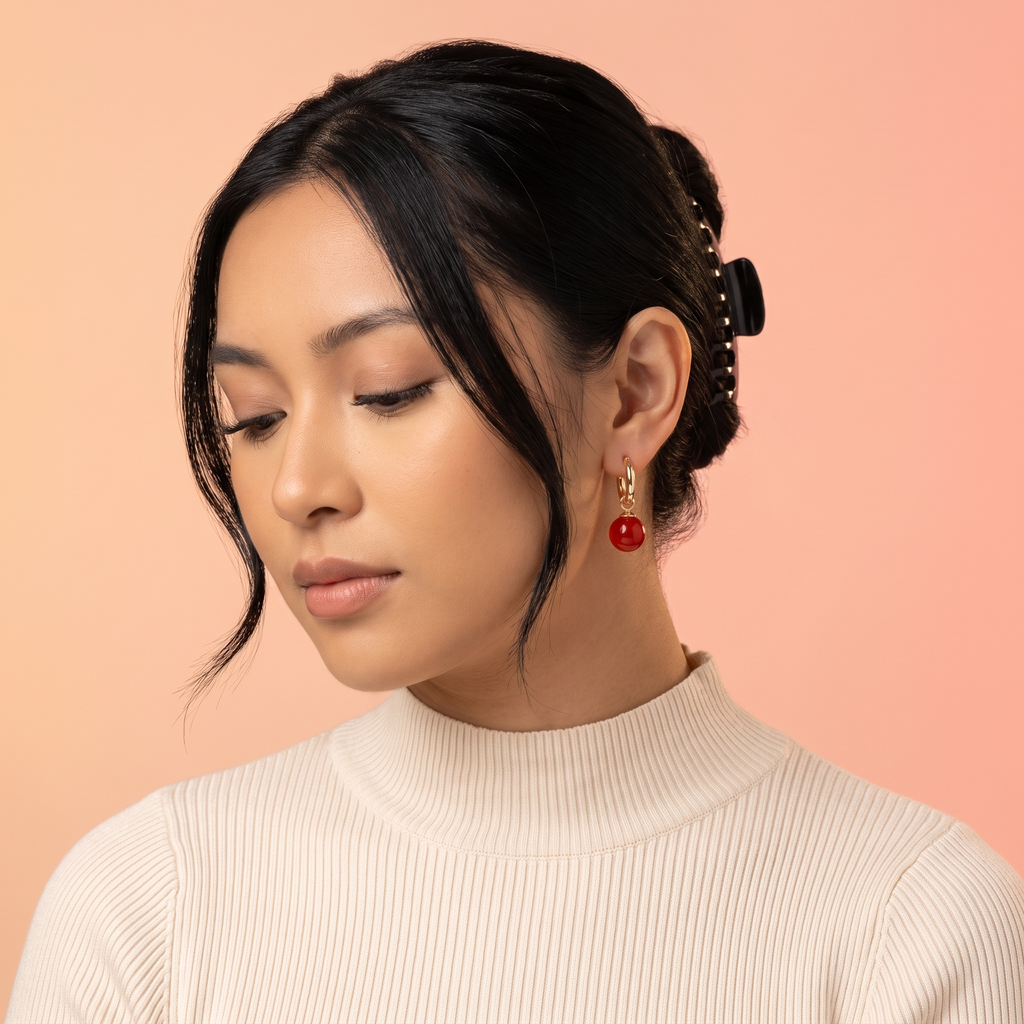 Chain Link Gemstone Ball Drop Earrings