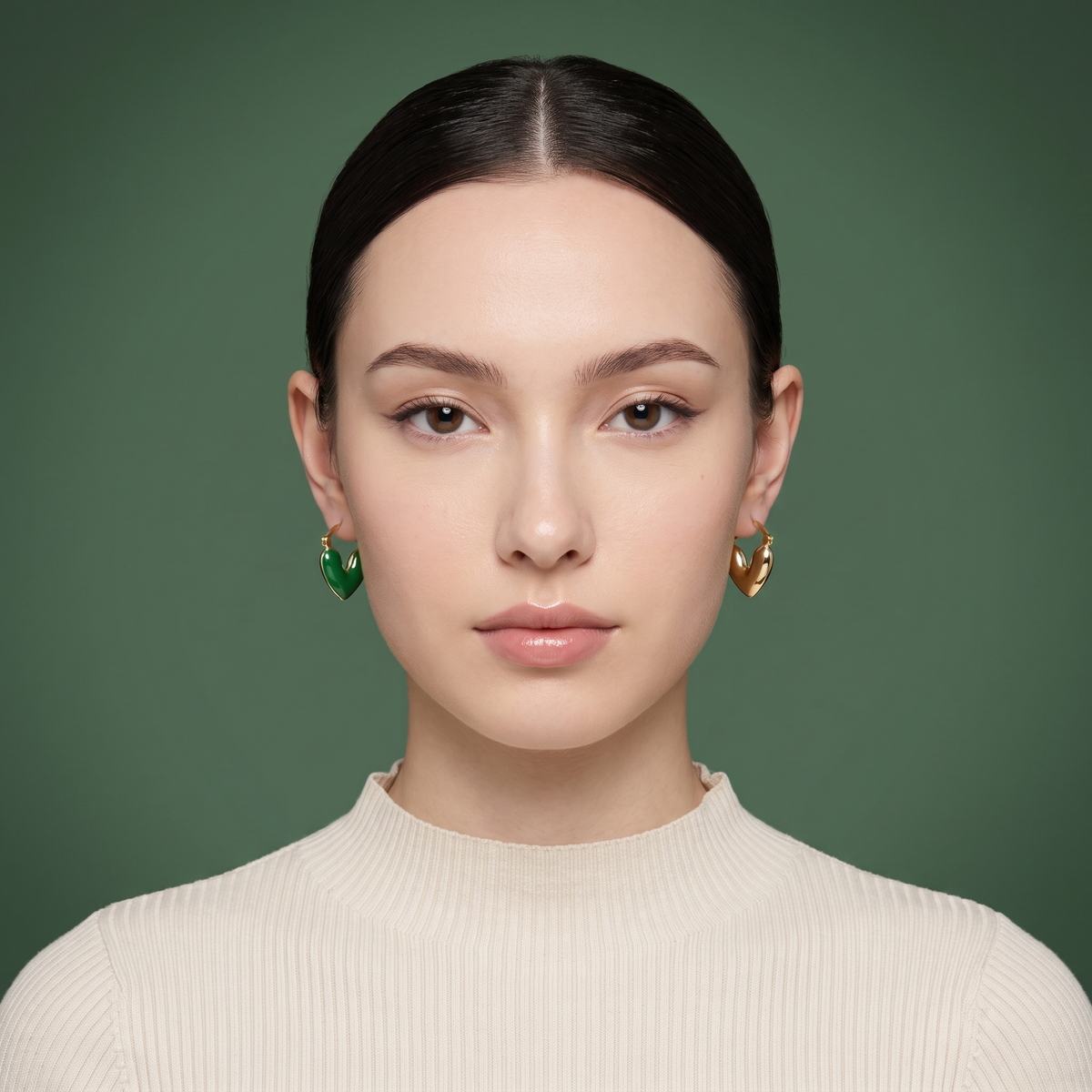 Mismatched Heart Hoop Earrings