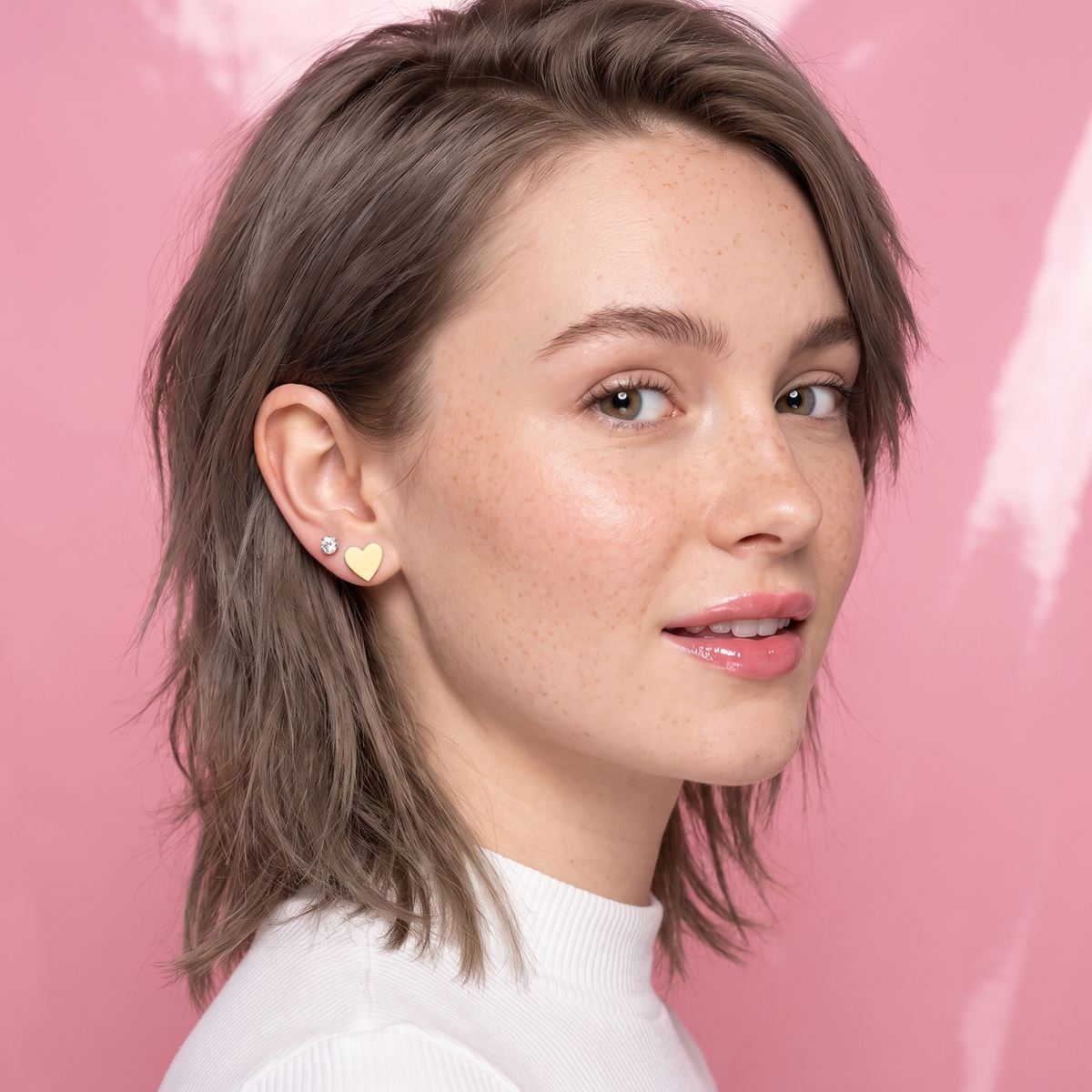 Puffy Heart Stud Earrings