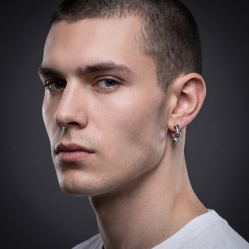 Bolt Link Hoop Earrings