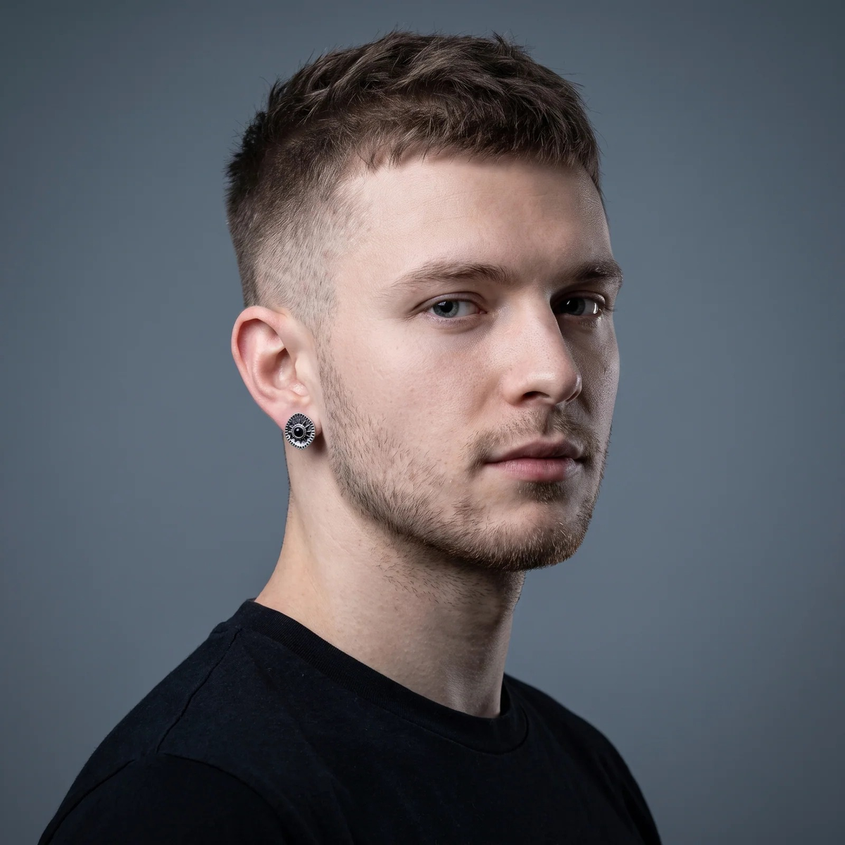 Onyx Sunburst Concho Earrings for Men | Vybe Global Store