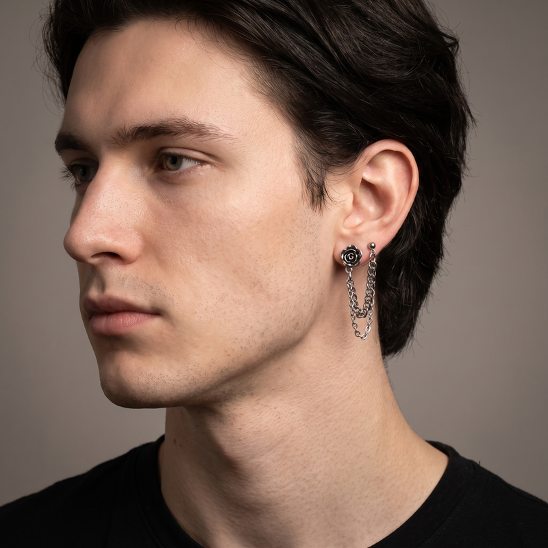 Rose Chain Draped Earring