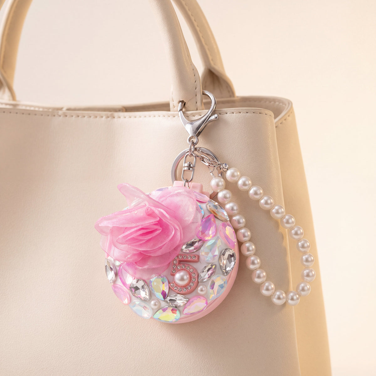 Embellished Floral Compact Mirror & Comb Bag Charm | Vybe Global Store - Image 12