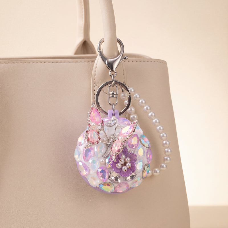 Embellished Floral Compact Mirror & Comb Bag Charm