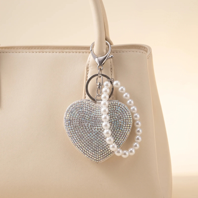 Rhinestone Compact Mirror Bag Charm