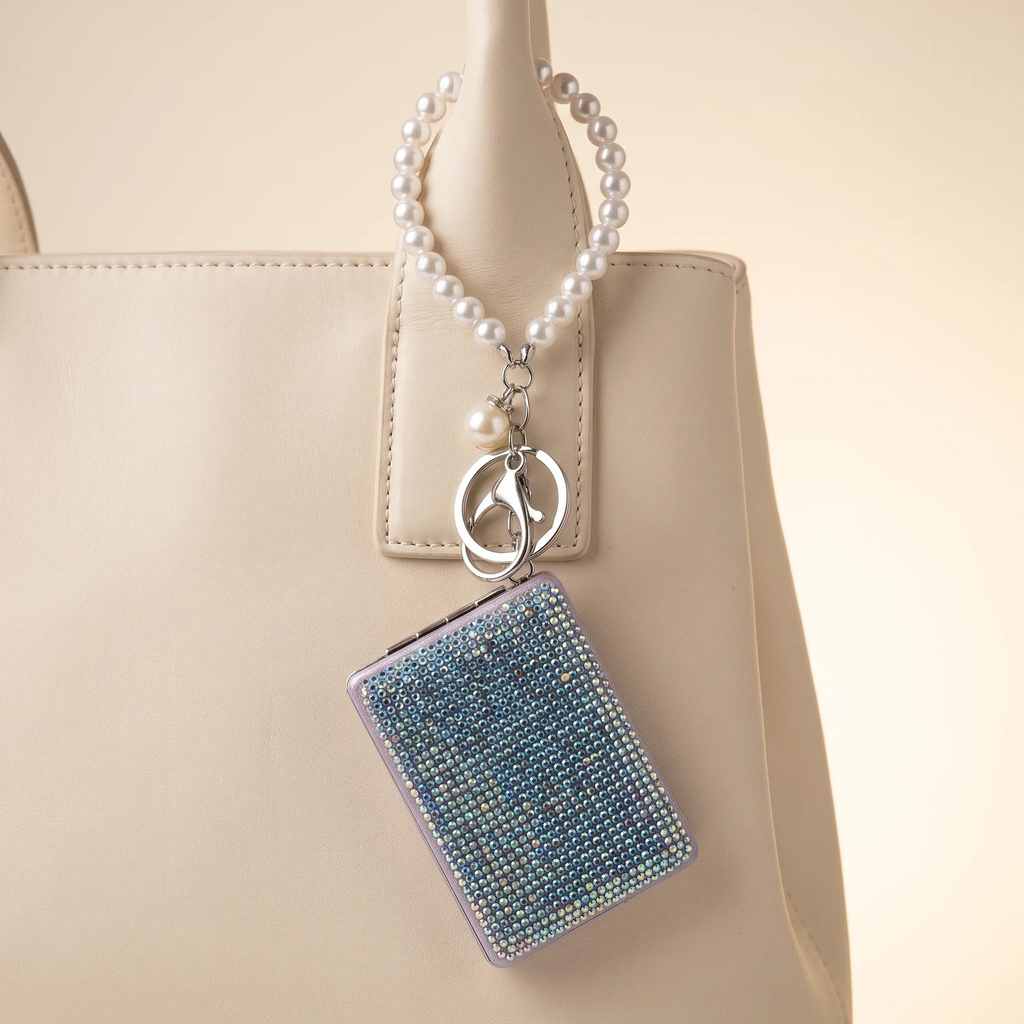 Rhinestone Compact Mirror Bag Charm - Rectangular | Vybe Global Store - Image 4