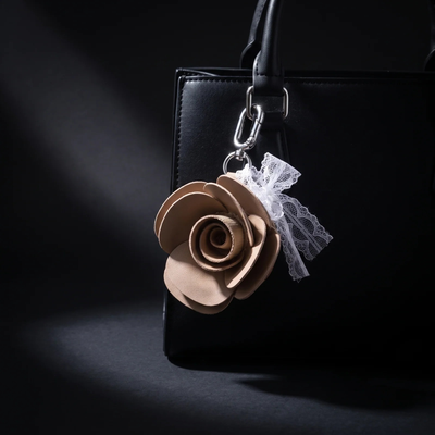 Rose Faux Leather Bag Charm