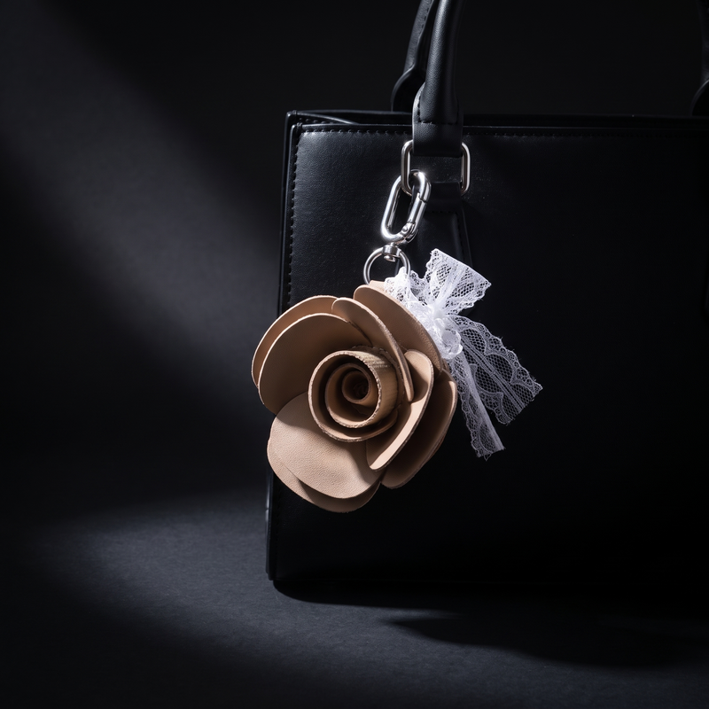 Rose Faux Leather Bag Charm