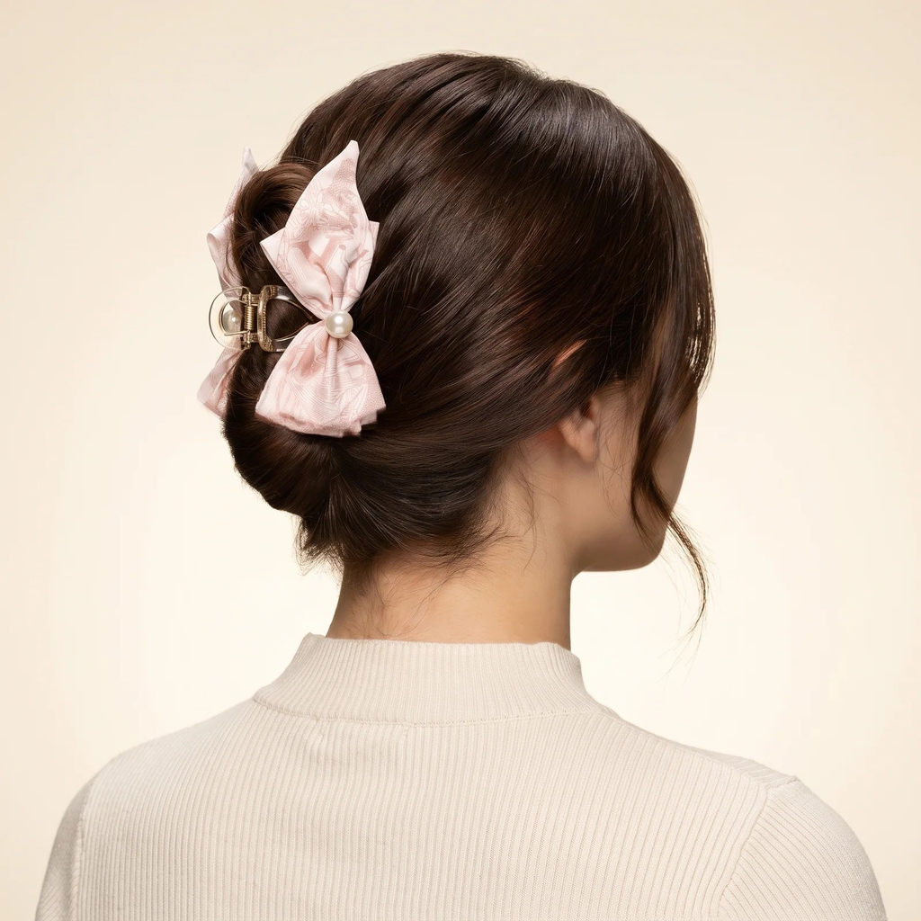 Floral Toile Ribbon Hair Claw Clip | Vybe Global Store - Image 2