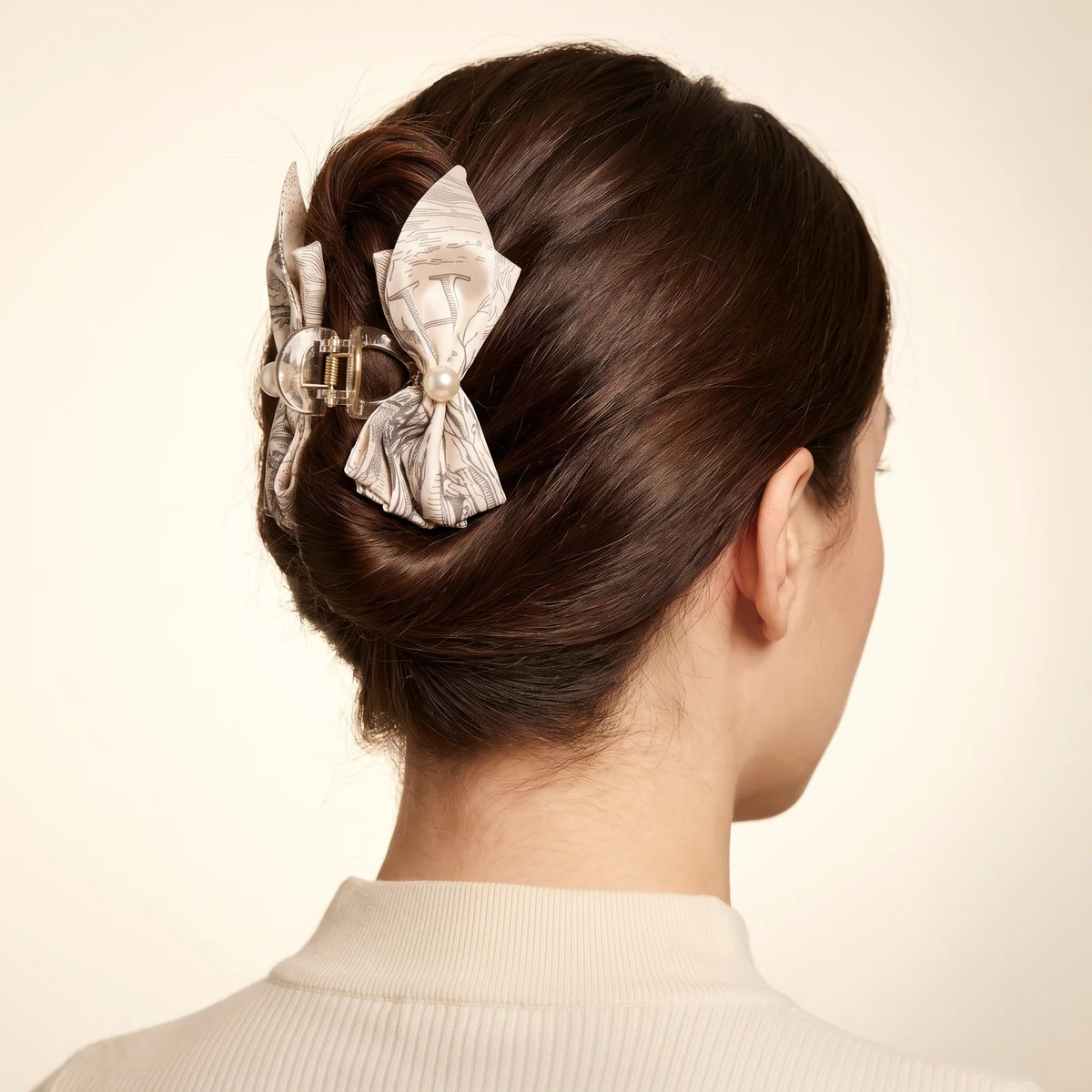 Floral Toile Ribbon Hair Claw Clip | Vybe Global Store - Image 3