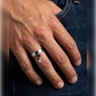 Star Charm Beaded Dangle Ring