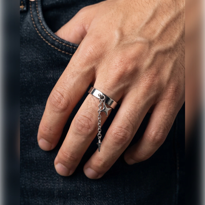 Twin Sparkle Star Chain Ring