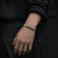 Silver Ribbed Flexible Open Cuff Bracelet