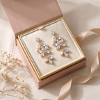 Crystal Blossom Chandelier Earrings in a blush-pink gift box