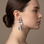 Side profile showing how the Organic Pebble Tier Drop Earring hangs