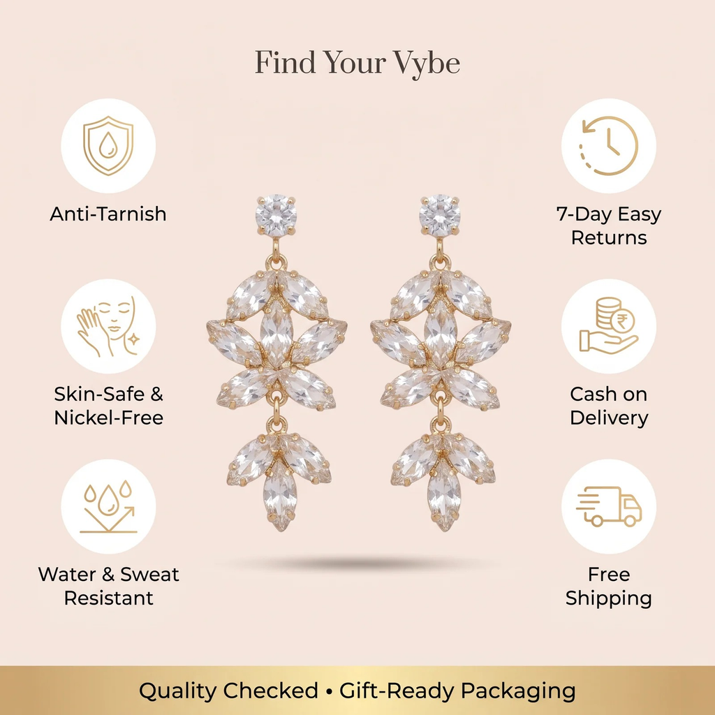 Features and promises: Crystal Blossom Chandelier Earrings
