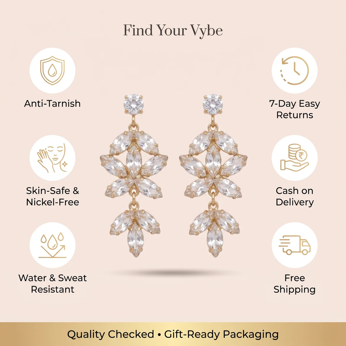 Features and promises: Crystal Blossom Chandelier Earrings