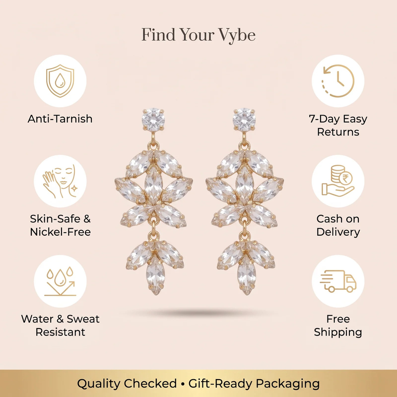 Features and promises: Crystal Blossom Chandelier Earrings