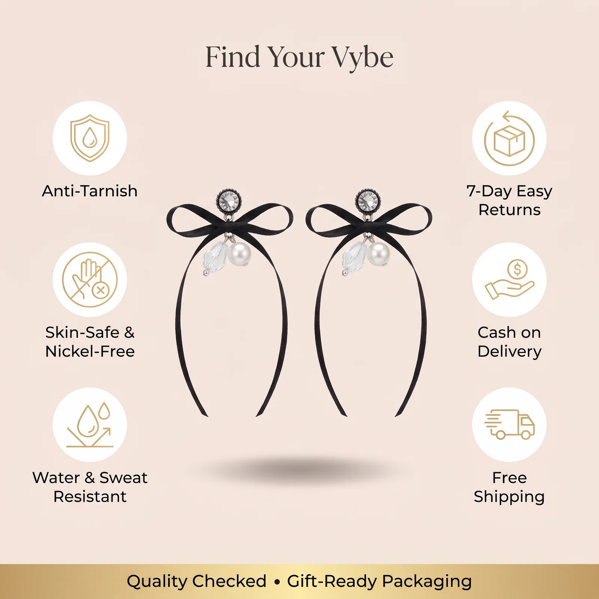 Features and promises: Ribbon & Pearl Cluster Earrings