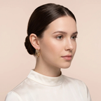 Model wearing Gold Layered Wire Hoop Earrings