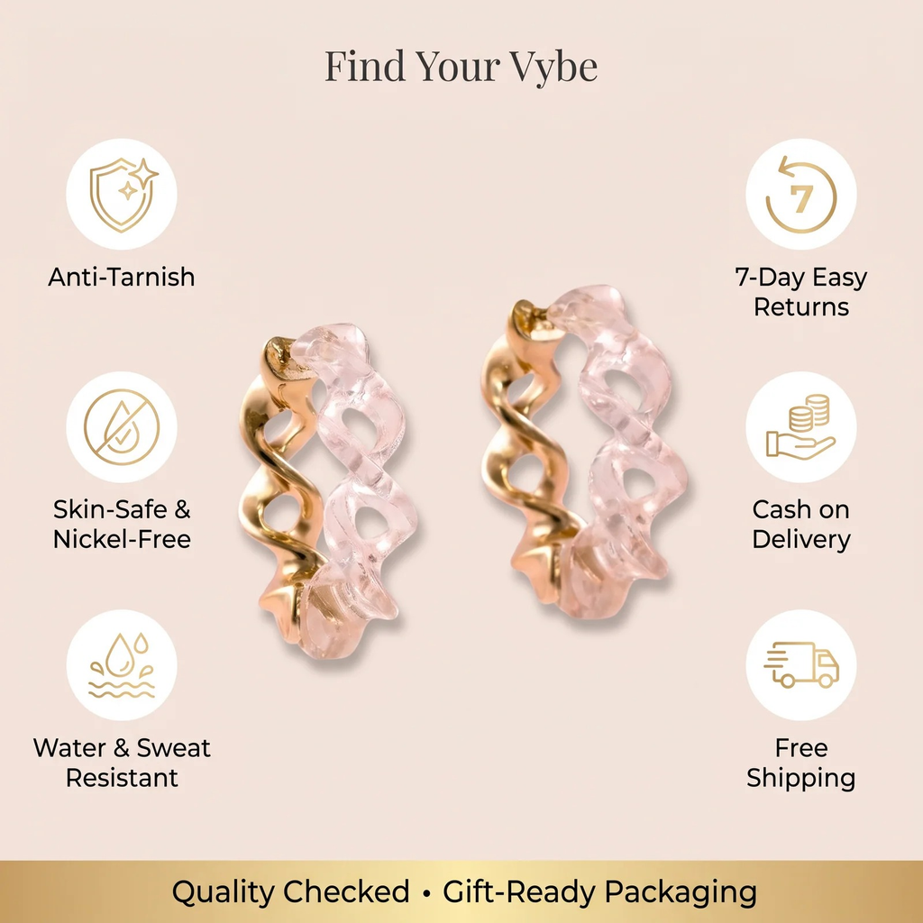 Features and promises: Silver and Twisted Resin Hoop Earrings