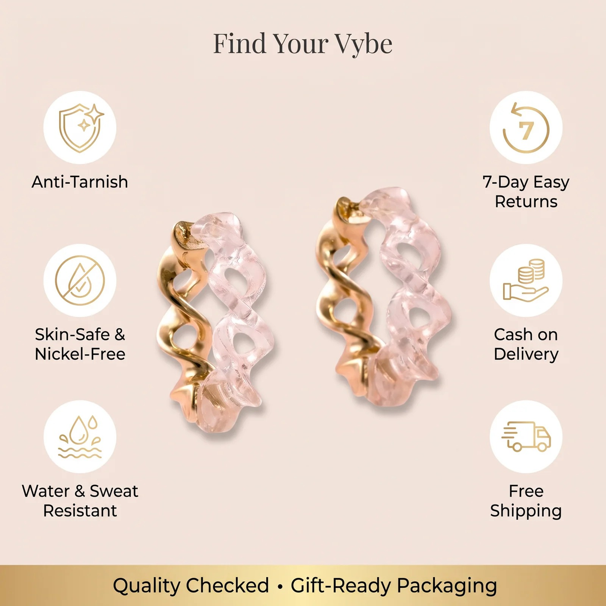 Features and promises: Silver and Twisted Resin Hoop Earrings