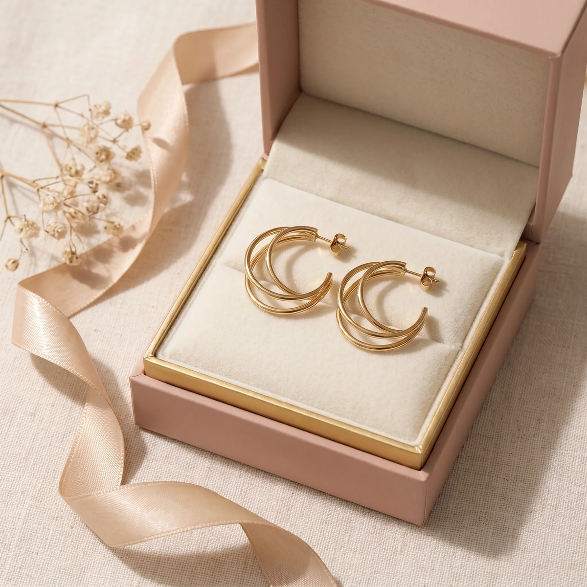 Gift box: Gold Layered Wire Hoop Earrings