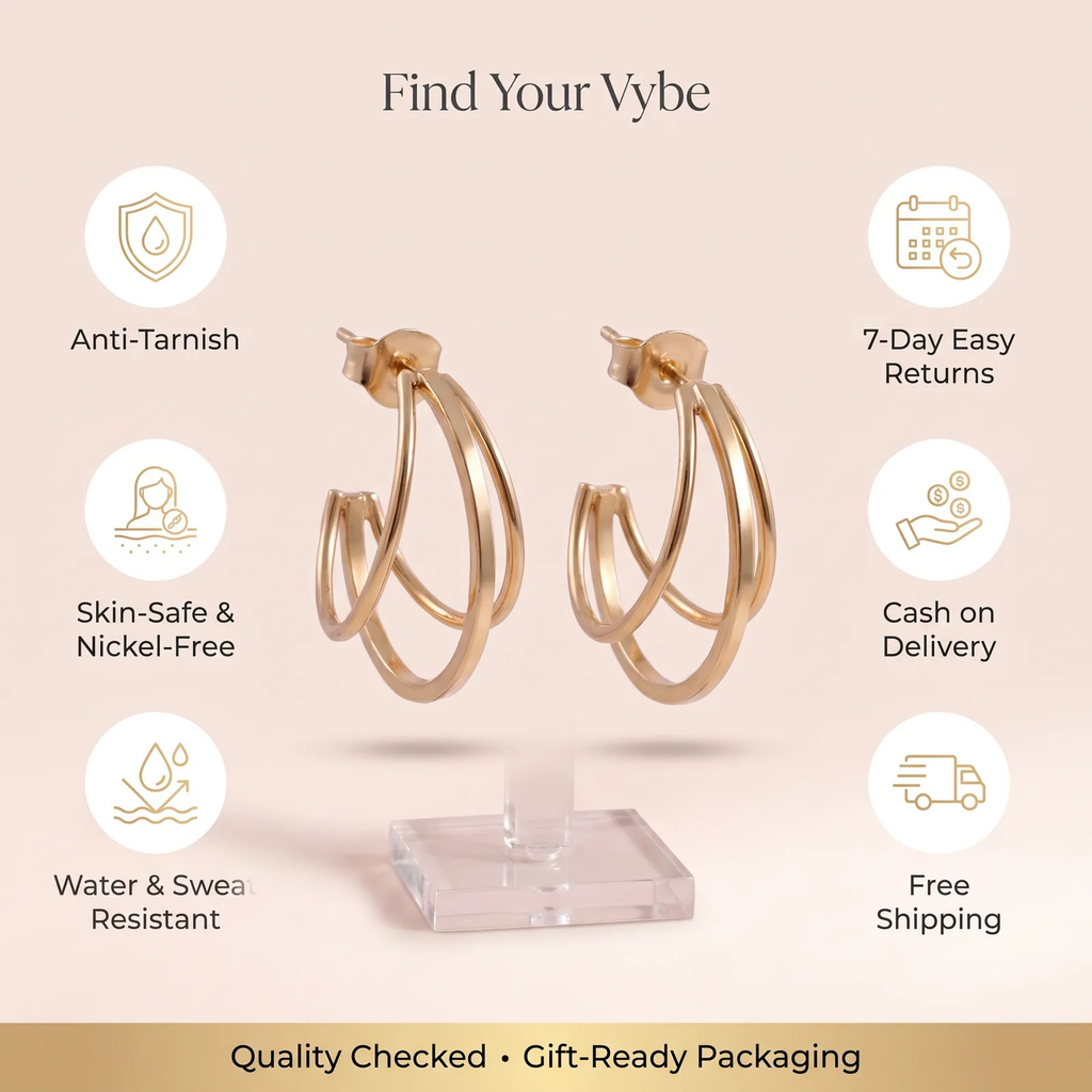 Features and promises: Gold Layered Wire Hoop Earrings
