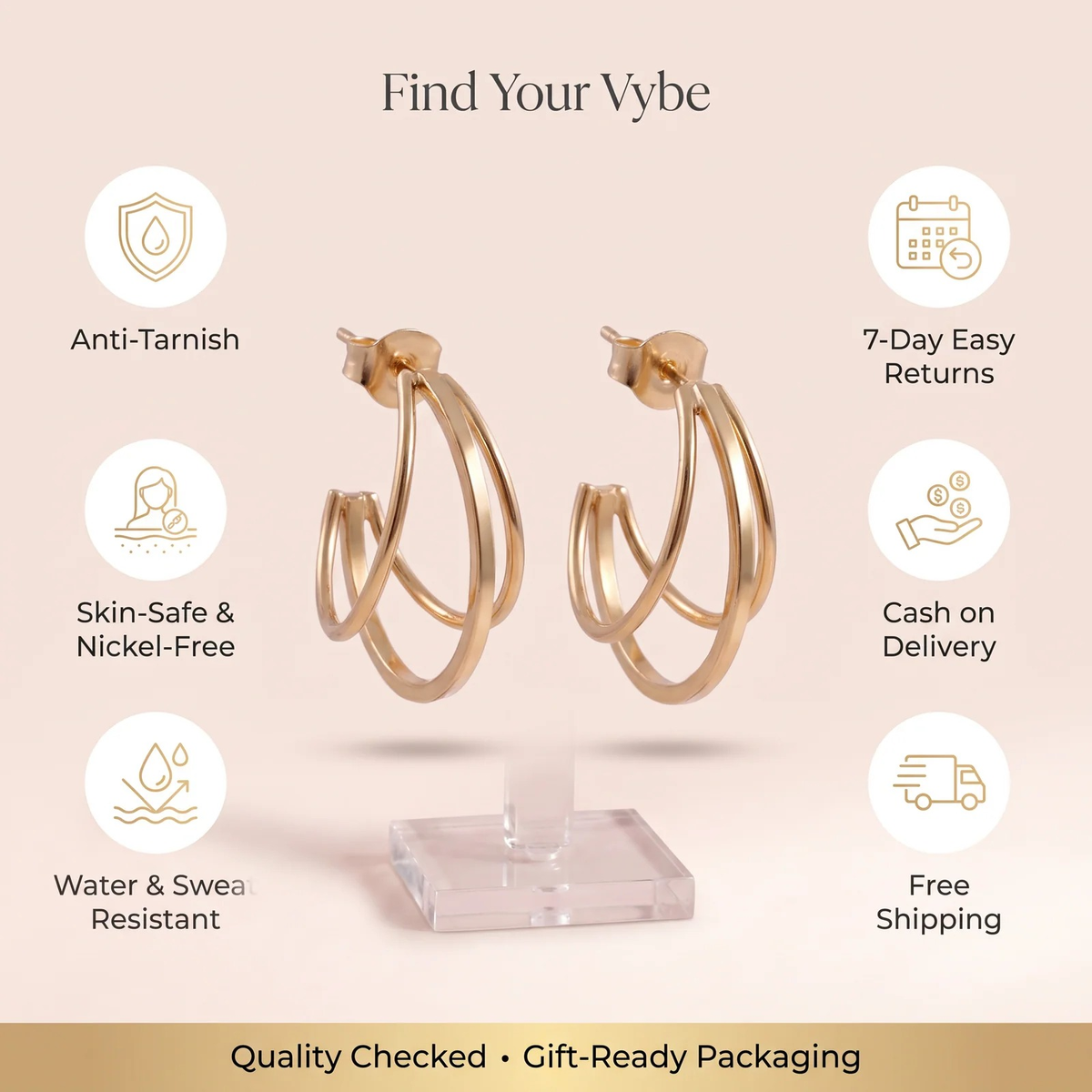Features and promises: Gold Layered Wire Hoop Earrings