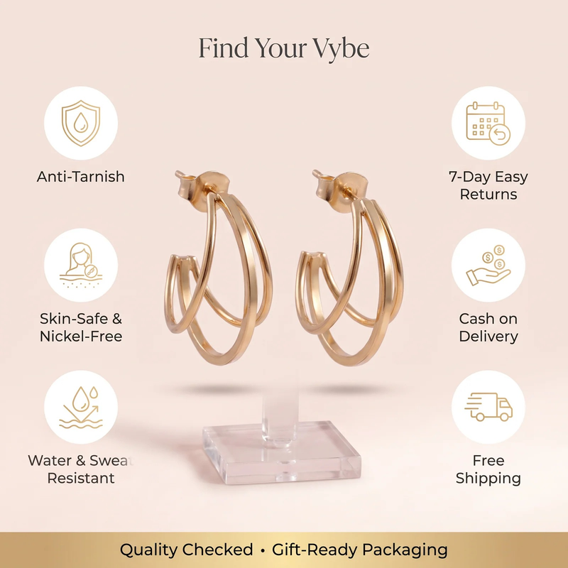 Features and promises: Gold Layered Wire Hoop Earrings