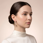 Model wearing Silver and Twisted Resin Hoop Earrings